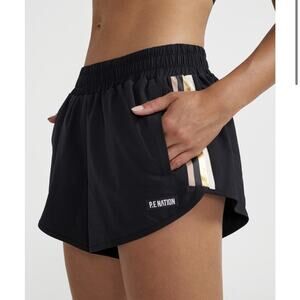 PE Nation In Goal Short Black Pink Gold Athleisure Activewear Sporty Pull On S